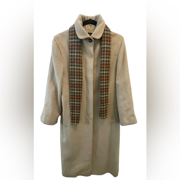 Nina Hazan Women's Wool Trench Coat Tan Button Closure - Picture 1 of 15
